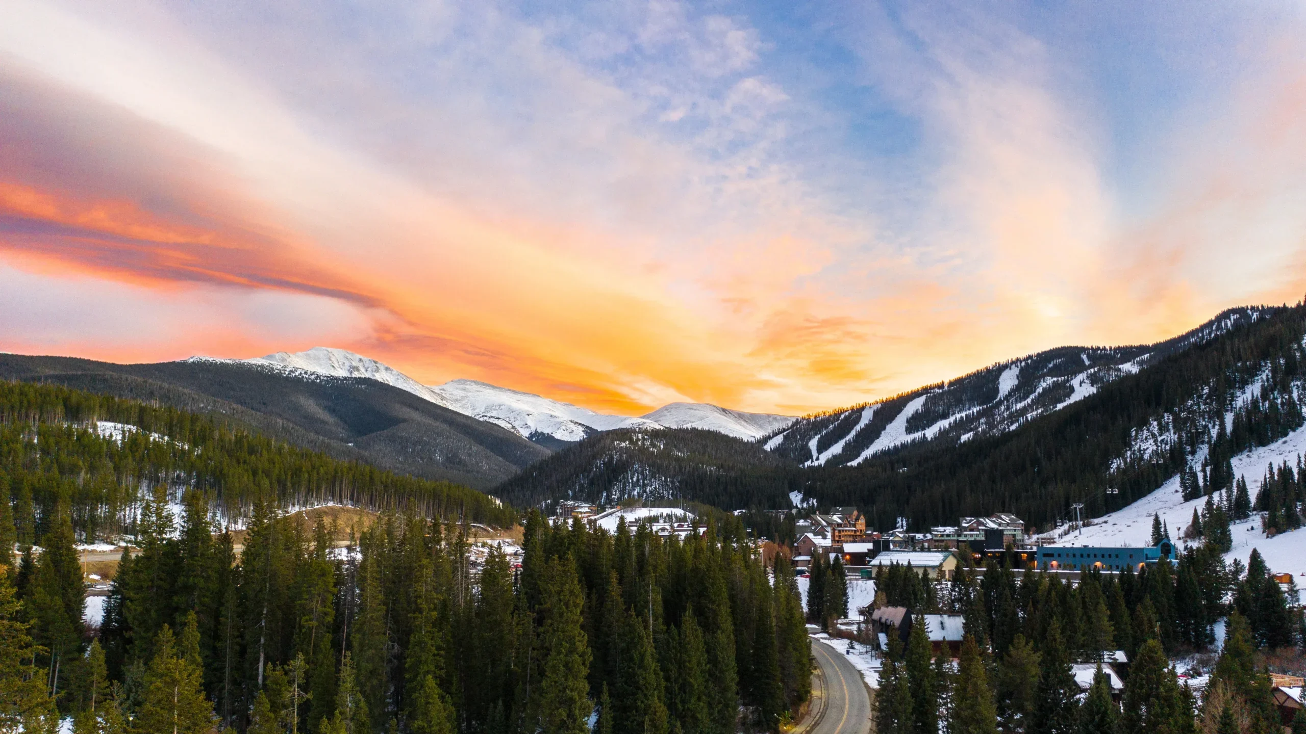 Scenic view of Winter Park, Colorado showing local architecture and landscape