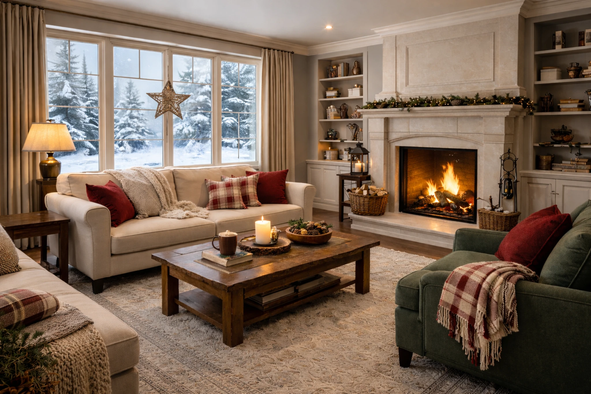 Cozy living room in winter